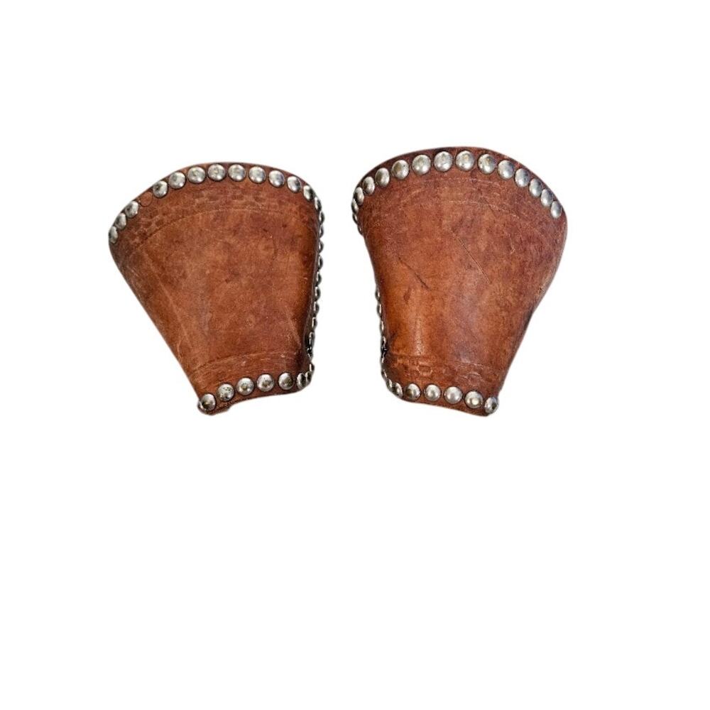 Vintage leather-covered western saddle stirrups Tapaderos
